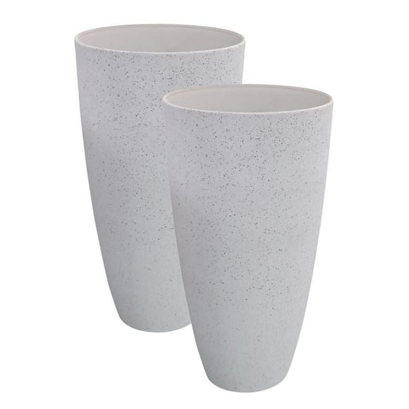 Angelo Décor MenzoMix 26 pouces de hauteur, 14 pouces de diamètre Jardinière Adora, ensemble de 2 (terrazzo blanc)