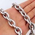 thumbnail image 4 of QQTDFG Huge 8/11/13/15mm Stainless Steel Rolo Oval Link Mens Chain Necklace or Bracelet-Silver-13mm-10.5inch bracelet, 4 of 9