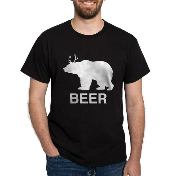 CafePress - Beer. Bear With Deer Antlers T Shirt - Men's Classic Graphic Cotton T-Shirt