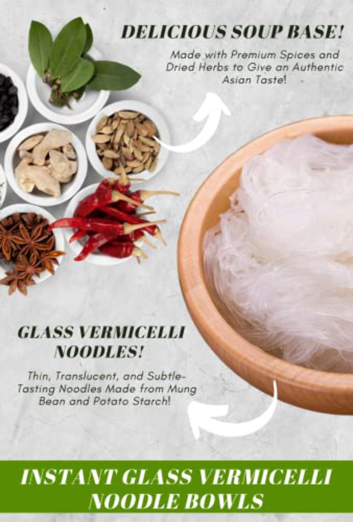 Instant Crab Flavored Glass Noodle (9 Bowls/Box): $1.99/Bowl (55g), Fork Included by Simply Food