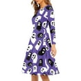 thumbnail image 2 of FKELYI Halloween Ghost Women Dress Size 2XL Lightweight Swing Party Dress Knee Length Party Cartoon Print A Line Skater Casual Twirly Dress, 2 of 4