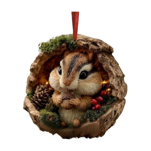 Forest Animals Christmas Ornaments Set, Acrylic Holiday Tree Decorations with Woodland Creatures, Festive Party Supplies for Home Christmas Decor, Xmas Gift