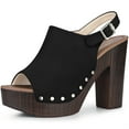 thumbnail image 1 of BLISSFUL STEP Women's Slingback Platform Chunky Heel Sandals Black (Size 8), 1 of 6