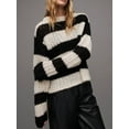 thumbnail image 3 of KelaJuan Women Knit Sweater Long Sleeve Crew Neck Hollowed Striped Sweater Pullover for Fall Winter, 3 of 6