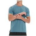 thumbnail image 2 of Workout Shirt Men Compression Fit Quick Drying Gym Shirts Mesh Breathable Short Sleeve Crew Neck Running Fishing Hiking Top, 2 of 5