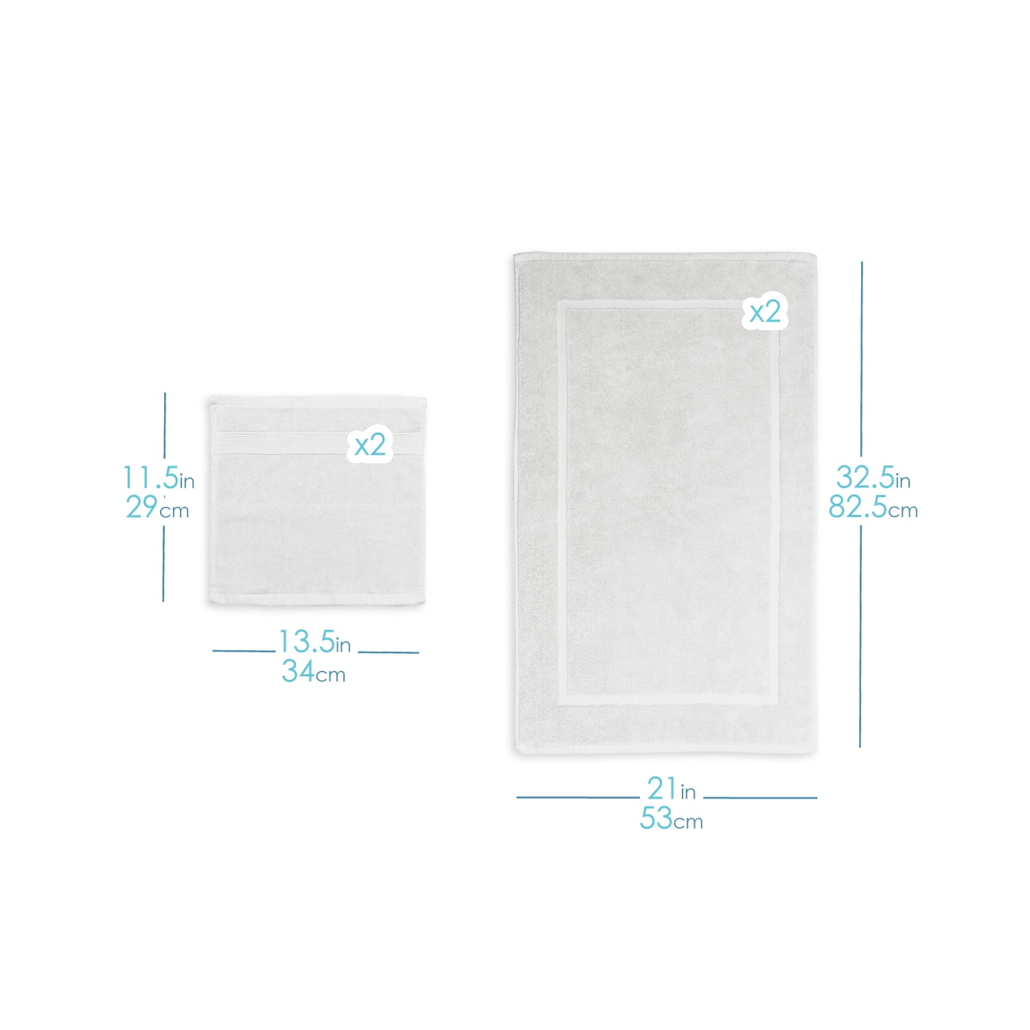 Clara Clark Bath Towels Set, 100% Cotton Luxury Softness 4 Pc Set, White