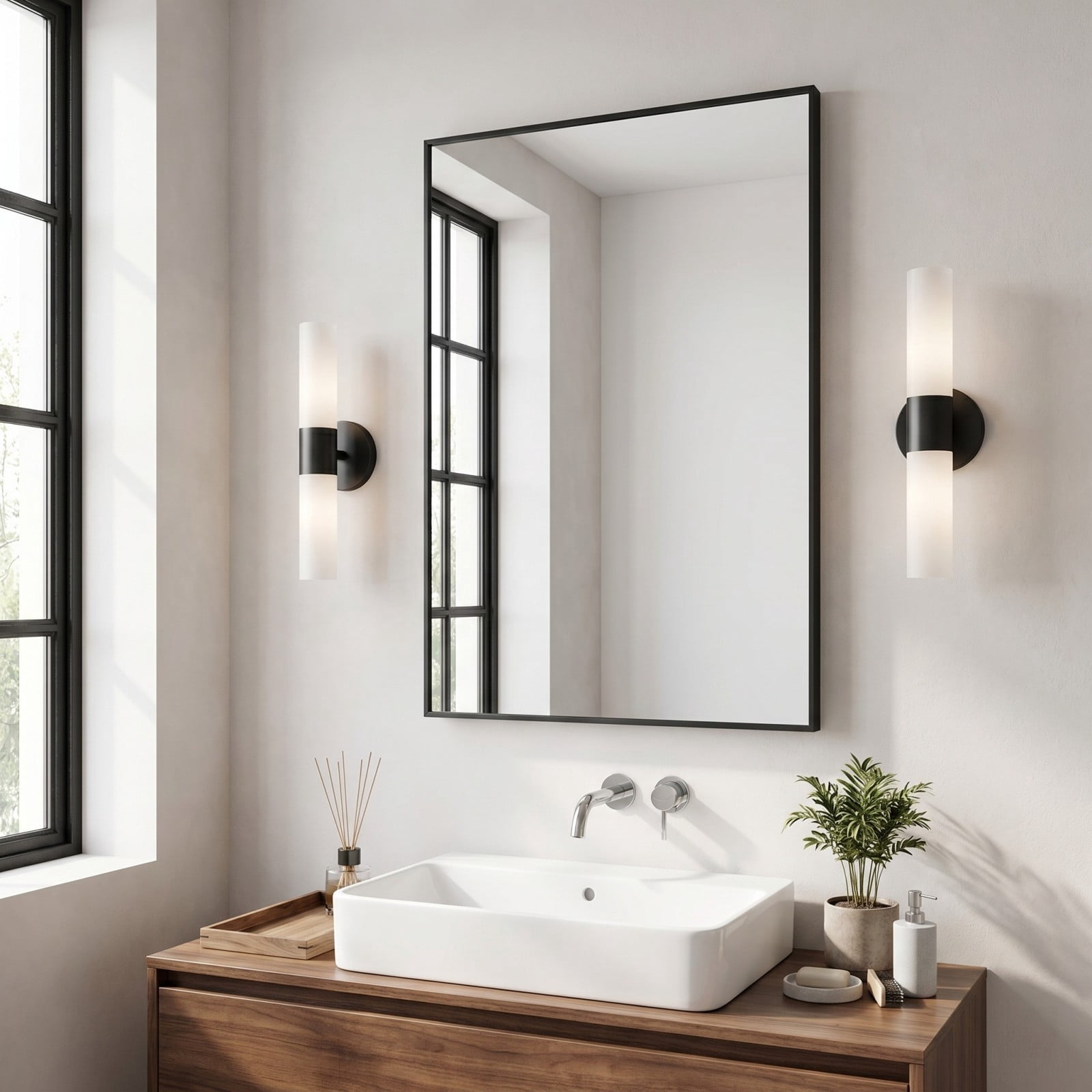 Gleamira 20"x28" Rectangular Bathroom Wall Mounted Mirror Vanity Mirror, Black