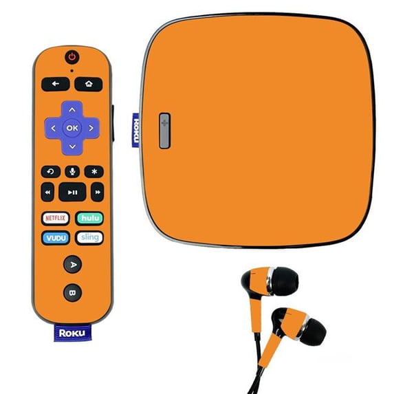 Skin Decal Wrap Compatible With Roku Ultra Sticker Design Solid Orange