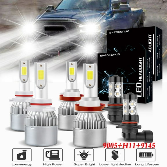 For 2016-18 Dodge Ram 1500 2500 3500 LED Headlight Bulbs 9005 H11 High Low Beam 9145 Fog Light 6pc