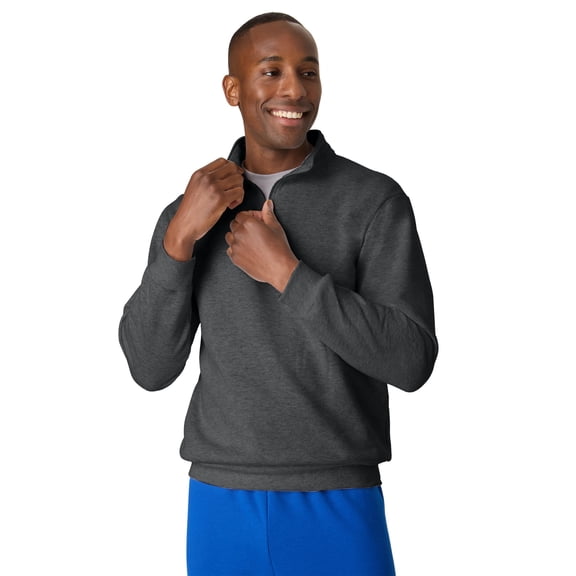 Hanes EcoSmart Men’s Fleece Quarter-Zip Pullover Charcoal Heather 2XL