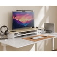 thumbnail image 3 of Dual Monitor Stand Riser With Drawers Wood & Acrylic Desktop Organizer for Computer Laptop Printer TV Screen Riser, 3 of 7