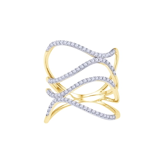 AFFY White Natural Diamond Fashion Ring In 10k Yellow Gold (0.375 Cttw)