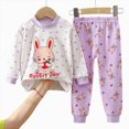 thumbnail image 4 of TOWED22 Infant Girl Cute Clothing Fall Winter Clothing Set 2 Piece Print Long Sleeve Soft Top and Relaxed Joggers Clothes(Light Purple,3-4 Y), 4 of 4
