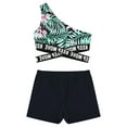 thumbnail image 4 of iiniim Girls Waist Cutout Swimsuit Single Shoulder Crop Top with Elastic Waistband Shorts 8-14 A Lily 8, 4 of 7