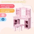 thumbnail image 5 of Pirecart Kids Vanity Set, Children Dressing Table and Chair with Mirror Drawer, 3 Color Lights, Large Storage, Detachable Shelf, Pink, 5 of 10