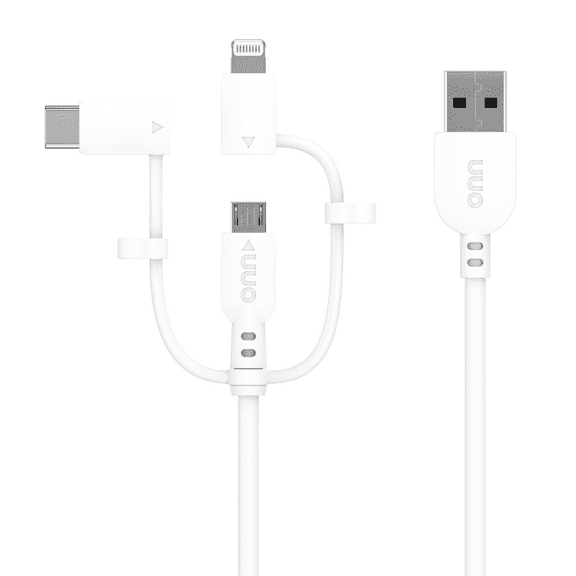 ONN 6' Micro-USB to Lightning to USB-C Cable, White