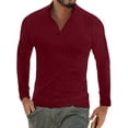 thumbnail image 6 of MLANM Men's Long Sleeve Polo Shirts Quarter-Zip Casual Slim Fit Mock Neck Basic Designed Cotton Shirts Male Tops, 6 of 8