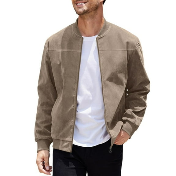 Alivor Men solid color zipper long sleeve pocket light fall jacket jacket S-XXXL