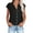 Black, variant on VANLOFE O-Neck T-Shirts White Round-Neck Shirts Shirts For Women Summer Casual Cotton Linen Short Sleeve T Shirt Loose Fit Button Down Lapel Solid Color Tees