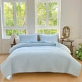 thumbnail image 7 of Light Blue Gingham King Quilt Set, Soft Pre-Washed Microfiber Blue Plaid King Bedspread, Lightweight Checked Summer Quilt, Grid Bedding Coverlets for All Seasons (Includes 1 Quilt, 2 Pillow Shams), 7 of 7