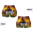 thumbnail image 5 of Haiem Fall Village Scenery No Front Seam Biker Shorts for Women Yoga Workout Gym Bike Shorts with Tummy Control Moisture-Wicking-, 5 of 9