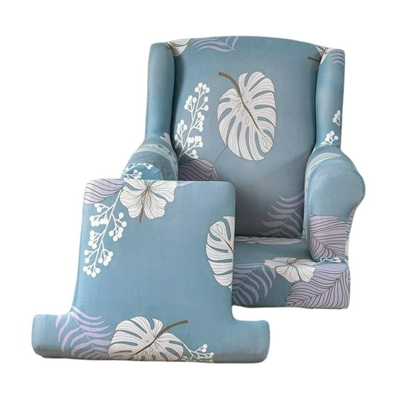 Polyester Wingback Chair Cover Sofa Cover Armchair Slipcovers Dining Chair Blue