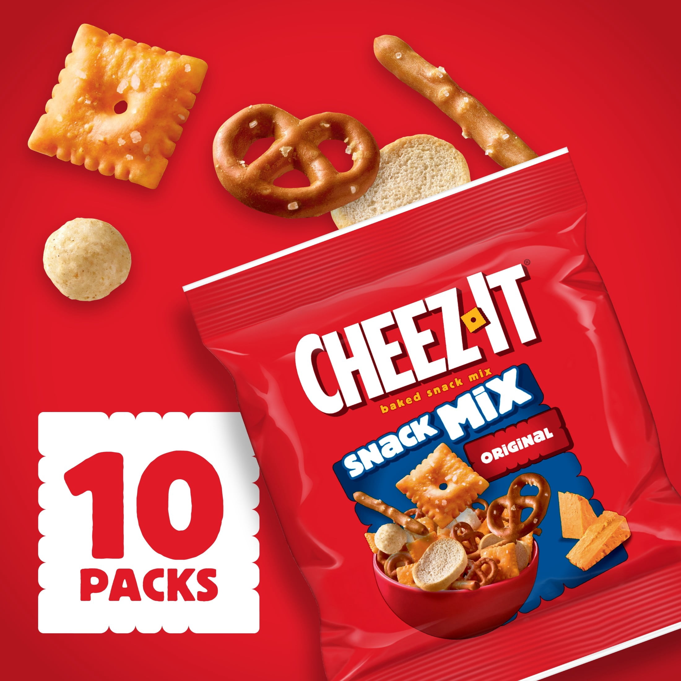 (4 pack) Cheez-It Original Snack Mix, Lunch Snacks, 10 Count
