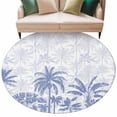 thumbnail image 2 of Palm Trees Round Area Rug 7 FT,Non Slip Living Room Area Carpet,Blue Tropical Plants Summer Forest Scenery Washable Soft Circular Rug Non-Shedding Floor Carpet for Bedside Office Play Room Classroom, 2 of 9