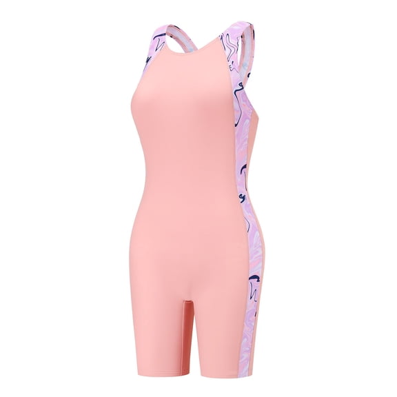 Gunia Teen Girls Swimsuits Tie Dye Print Piece With Boy Shorts Water Activities Bathing Suit Girls' Swimwear For Holiday Beach Pool 5-14 Years