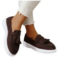 thumbnail image 4 of SYMOID Womens Coffee Tassel Platform Loafers - Soft Flock Slip-on Comfortable Plus Size (36-43) Casual Shoes for Daily Office & Campus Wear,Size 43, 4 of 7