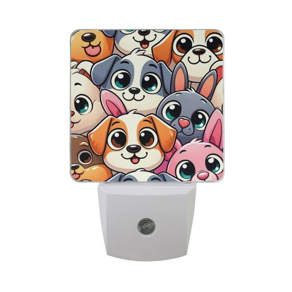 Cute Dogs Head Night Light 2 Pack LED Nightlight Plug into Wall Dusk to Dawn Sensor Soft White