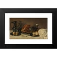 thumbnail image 2 of Franchoys Elaut 18x12 Black Modern Framed Museum Art Print Titled - Still Life with a Pewter Jug, a Ham on a Pewter Plate, Lemons, Bread, a Gilt Mounted Roemer and Other Objects on Table Cov, 2 of 5