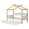 thumbnail image 7 of Euroco Wood Twin Size House Bed with Bookcase and Trundle Bed, White, 7 of 7