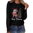 thumbnail image 2 of IROINNID Christmas Long Sleeve Shirts for Women Crewneck Loose Fit Pullover Holiday Print Comfy Tops Warm Shirts,Black, 2 of 4