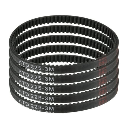 5 Packs HTD-3M Rubber Timing Belt 75 Teeth, 225mm Pitch Length x 6mm Width x 2.4mm Height, Pulley Timing Belt