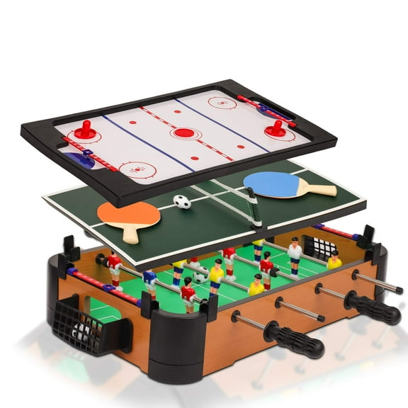 Point Games 3 in 1 Small Multi Game Set, Foosball, Air Hockey, Table Tennis - Portable Mini Arcade Table for Easy Carry - Perfect Arcade Gift for Children - Recommended Age 3 