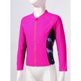 thumbnail image 4 of iEFiEL Girls Sun Protection Swim Shirt Long Sleeve Rash Guard Tops Front Zipper Outerwear Beach Swimwear Hot Pink 12, 4 of 7