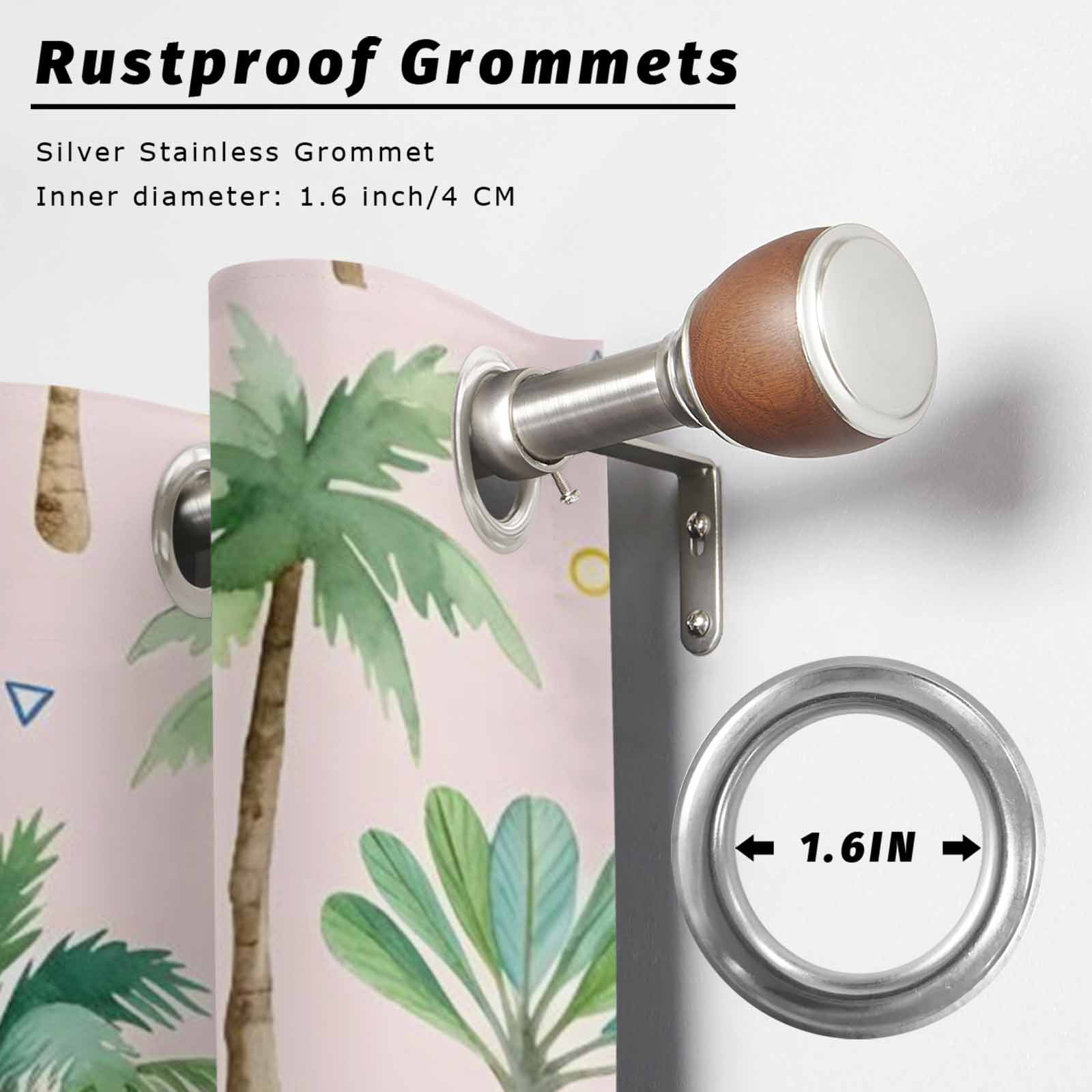 Tropical Palm Tree Outdoor Curtains for Patio, Lightning Summer Forest Pink Boho Sunshade Privacy Drapes Grommet Waterproof Outside Curtains for Porch/Cabana/Balcony 54"x 108", 1 Panel