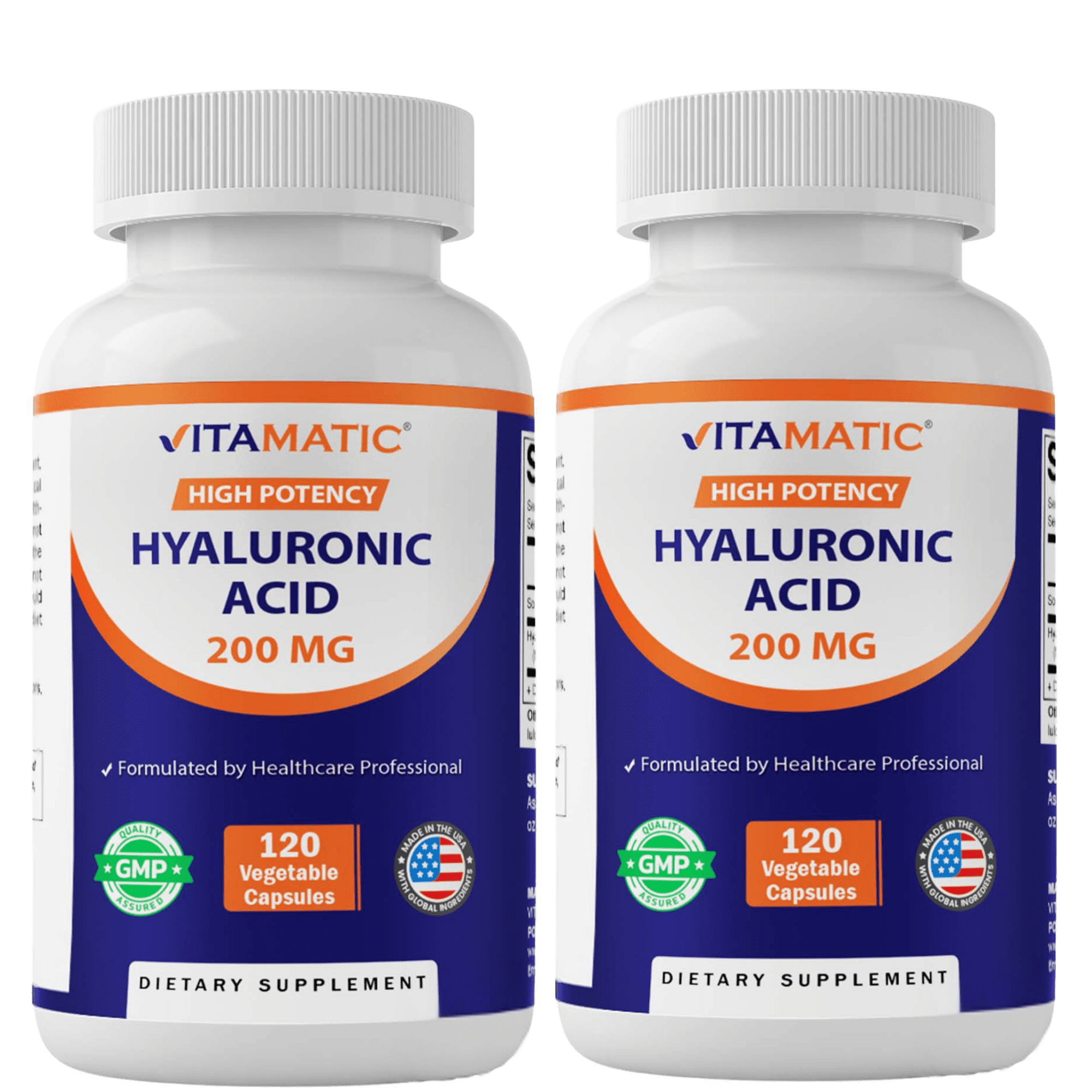 2 Pack - Vitamatic Hyaluronic Acid 200 mg 120 Capsules 200mg