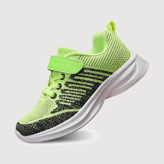 Gyujnb Knit Mesh Breathable Hook and Loop Low Top Round Toe Lightweight Casual Sneakers (Big Girls),11-11.5 Years