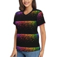 thumbnail image 5 of Yiaed Colorful Sparkling Print Women's T Shirt V-Neck Short Sleeve Shirt Casual Breathable Tee Summer Tops-X-Large, 5 of 5