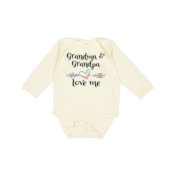 Inktastic Grandma and Grandpa Love Me Heart Grandchild Boys or Girls Long Sleeve Baby Bodysuit