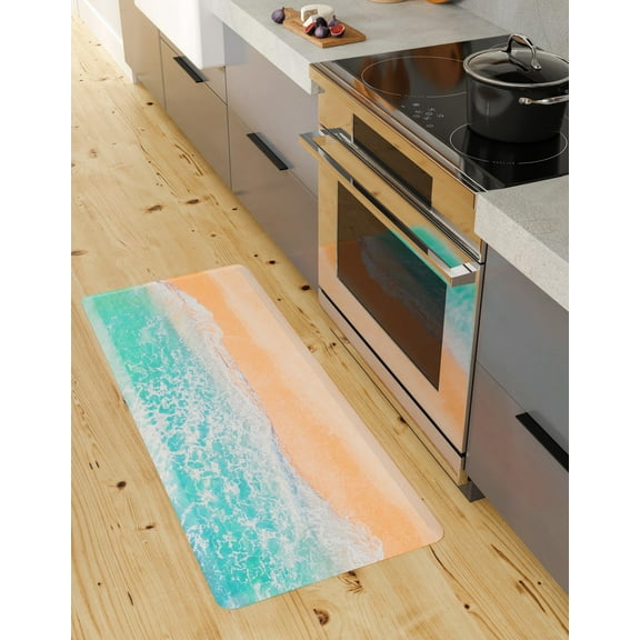 Unique Loom Comfort Mat Collection - Beach (2'  x 3' Rectangle Blue and Khaki/Ivory)