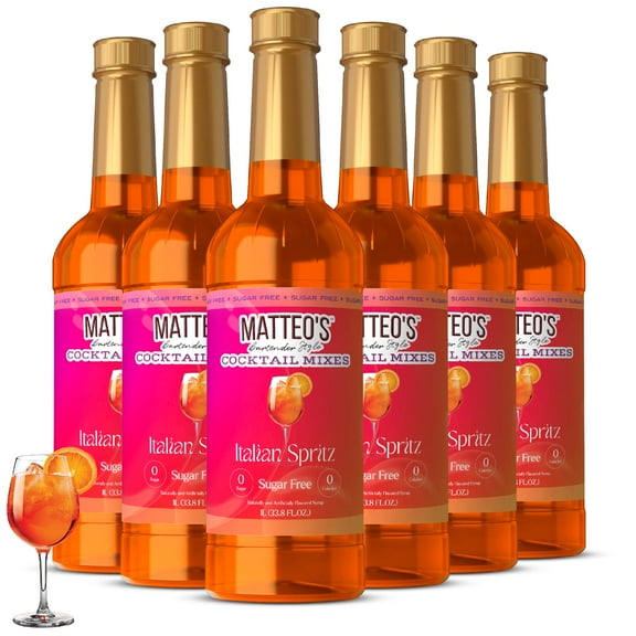 Matteo's Sugar Free Cocktail Syrup, Italian Spritz (1L bottle, 6-pack)
