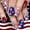 No tools, variant on Independence Day press-on nails, red-blue-white star stripe pattern, glossy finish, 24-piece detachable false nails