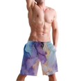 thumbnail image 5 of Dailycode Men's Quick Dry Swim Trunks Beach Shorts Casual Summer Board Shorts with Pockets, Lilac Blue Marble, 5 of 8