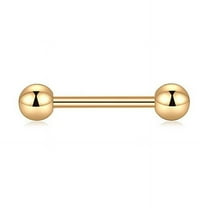 XmhyTop-A 2Pcs Barbells Piercing Jewelry Gold Tongue Rings, Bridge Piercing Straight Barbells, Size 0.16*1.9*0.5cm, Safe for Daily Wear