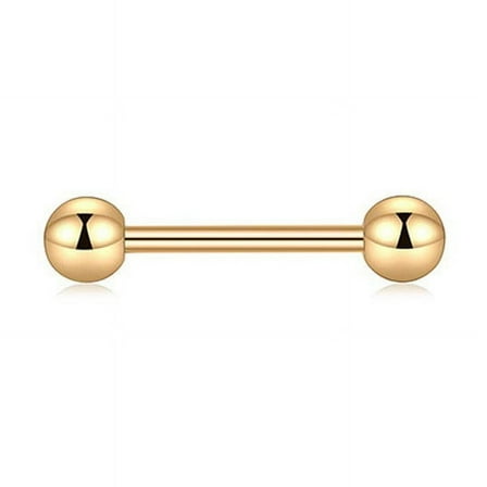 XmhyTop-A 2Pcs Barbells Piercing Jewelry Gold Tongue Rings, Bridge Piercing Straight Barbells, Size 0.16*2.2*0.5cm, Safe for Daily Wear