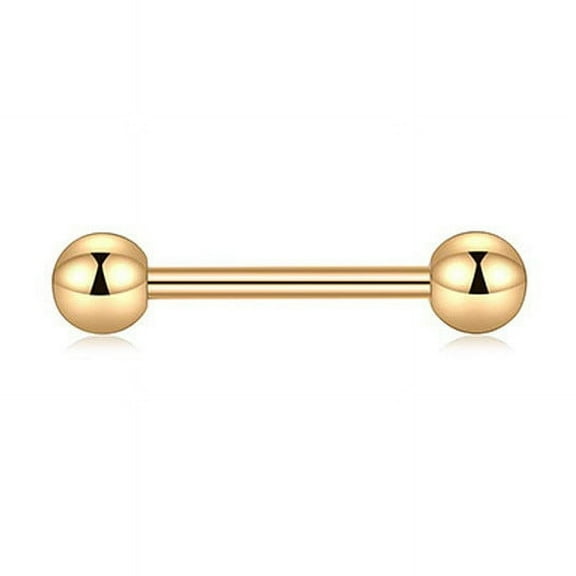 XmhyTop-A 2Pcs Barbells Piercing Jewelry Gold Tongue Rings, Bridge Piercing Straight Barbells, Size 0.16*1.9*0.5cm, Safe for Daily Wear