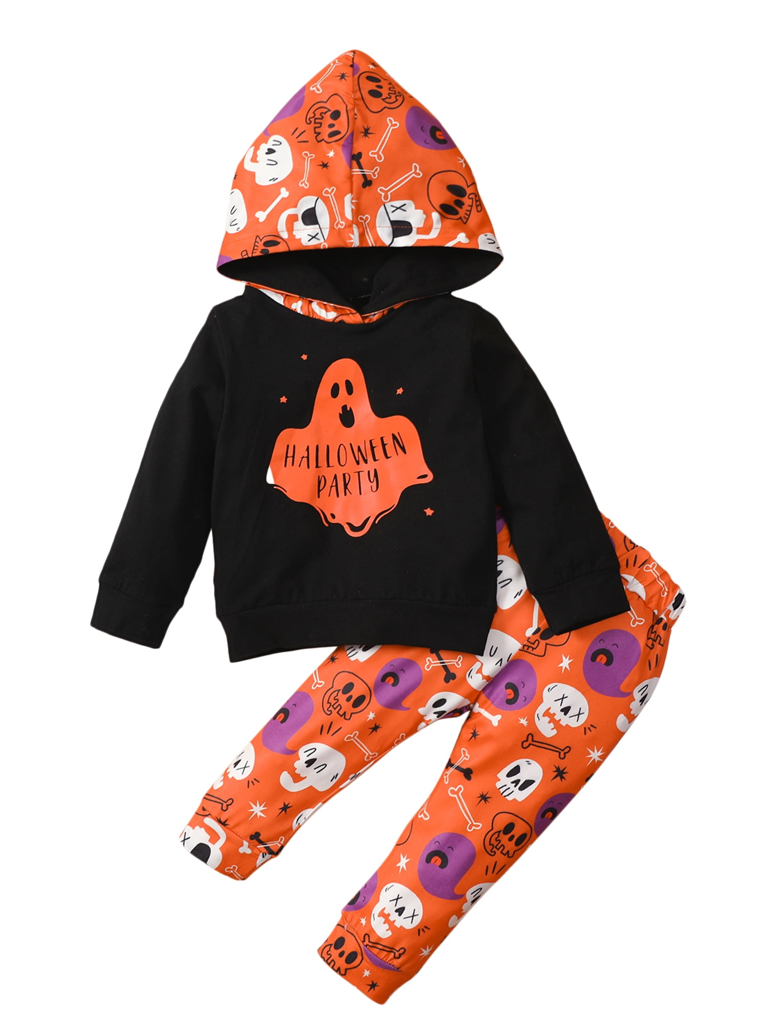 Long Pants Clothing Set for Kids Halloween Costume Outfits Gifts Weant Newborn Infant Toddler Baby Clothes Flower Skull Hoodies Sweatshirts Boys Girls Unisex Clothes for 0-24 Months